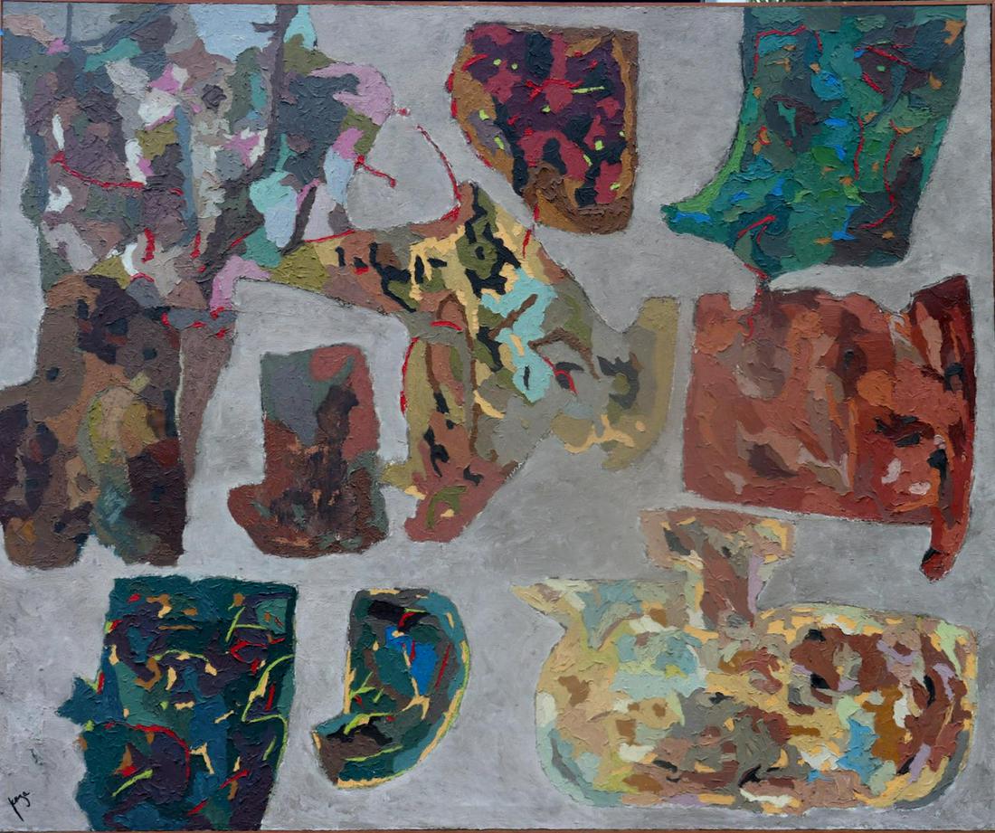 Francisco Icaza (Mexican 1930-2014) "Sin Titulo": Monumental Francisco Icaza (Mexican 1930-2014) "Sin Titulo" Oil Painting on Canvas. Measures approx. - 66" high x 80" wide. Signed lower left. He studied at the Academy of Fine Arts in Belgium and was