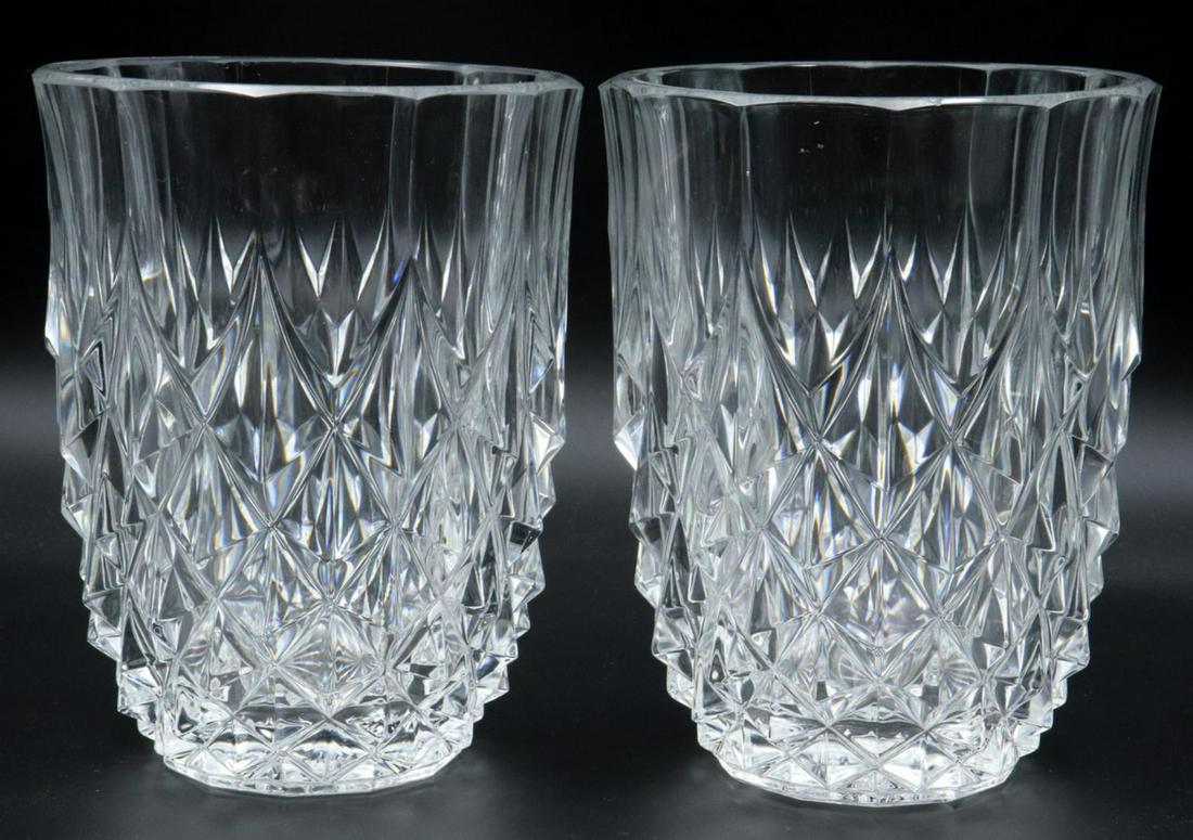 Pair of Val St. Lambert Crystal Vases: Pair of Val St. Lambert Crystal Vases. Measures approx. - 7" high x 5 1/4" diameter.