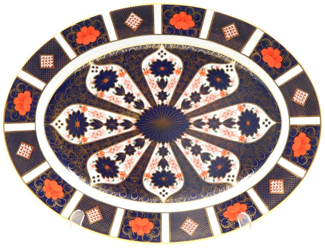 Royal Crown Derby "Old Imari" Large Oval Platter: Royal Crown Derby "Old Imari" Hand Painted Porcelain Large Oval Platter. Measures - 16 1/8" long x 12 1/4" wide. Since the 1700s, Royal Crown Derby has been creating classic designs that are both func