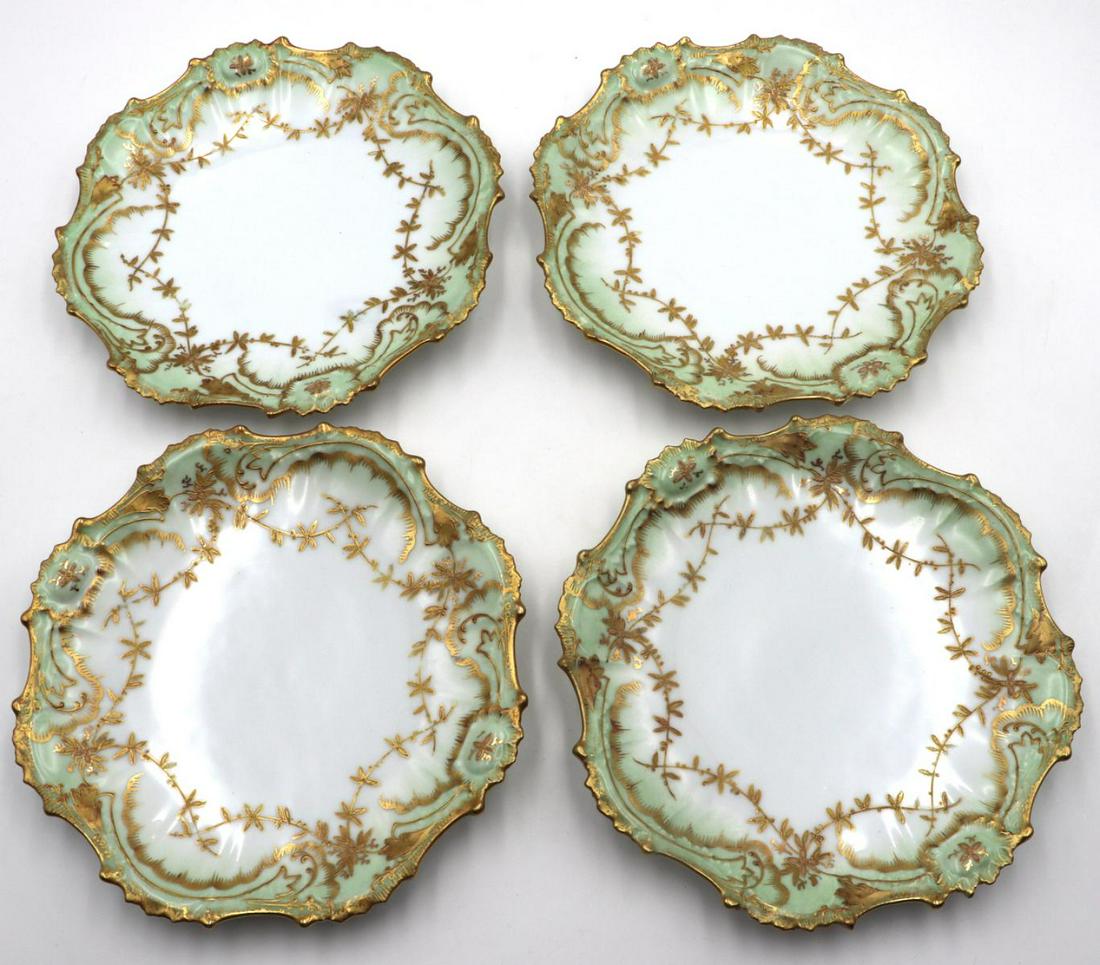4 Pc. Antique Limoges France Porcelain Plates: 4 Pc. Antique Limoges France Porcelain Plates. Measures approx. - 8 3/4" diameter.
