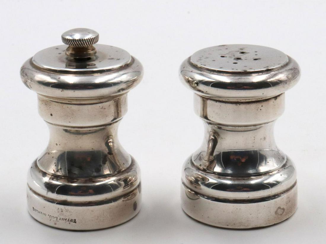 Vintage Tiffany & Co. Sterling Salt & Pepper Shakers: Vintage Tiffany & Co. Sterling Silver Salt & Pepper Shakers. Measures approx. - 2 1/4" high. Weight - 138.8 grams.