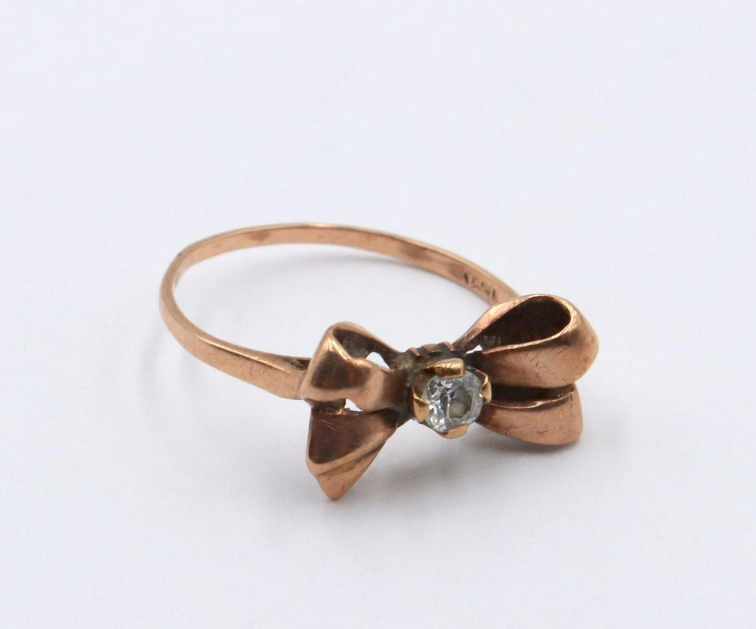 14Kt Yellow Gold & Diamond Bow Ring (1 of 2)