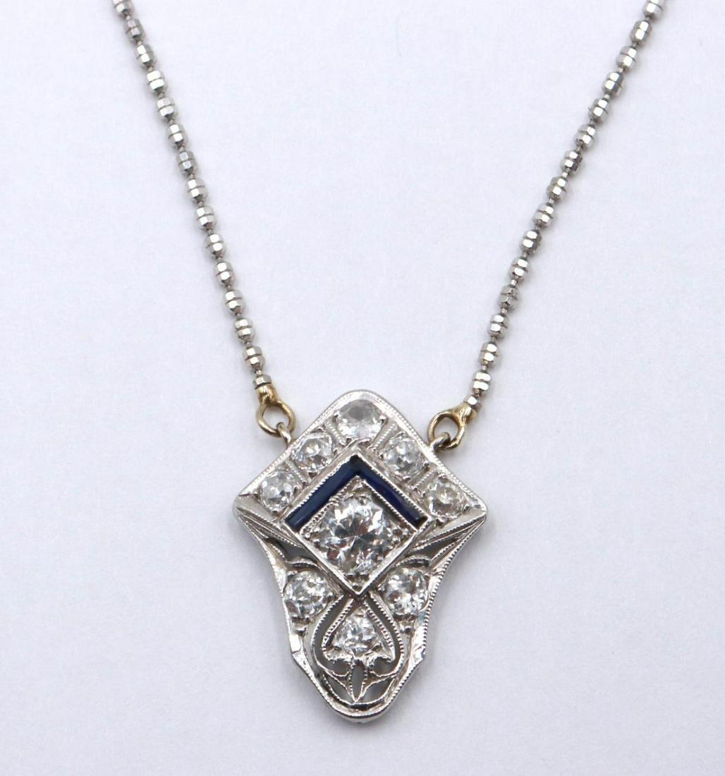 14Kt White Gold & Diamond Pendant w/ Necklace (1 of 3)