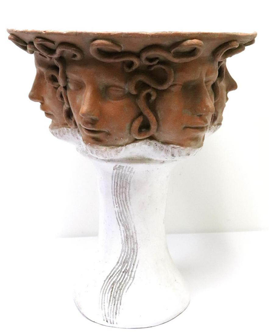 Beautiful Majolica Medusa Head Footed Planter (1 of 3)