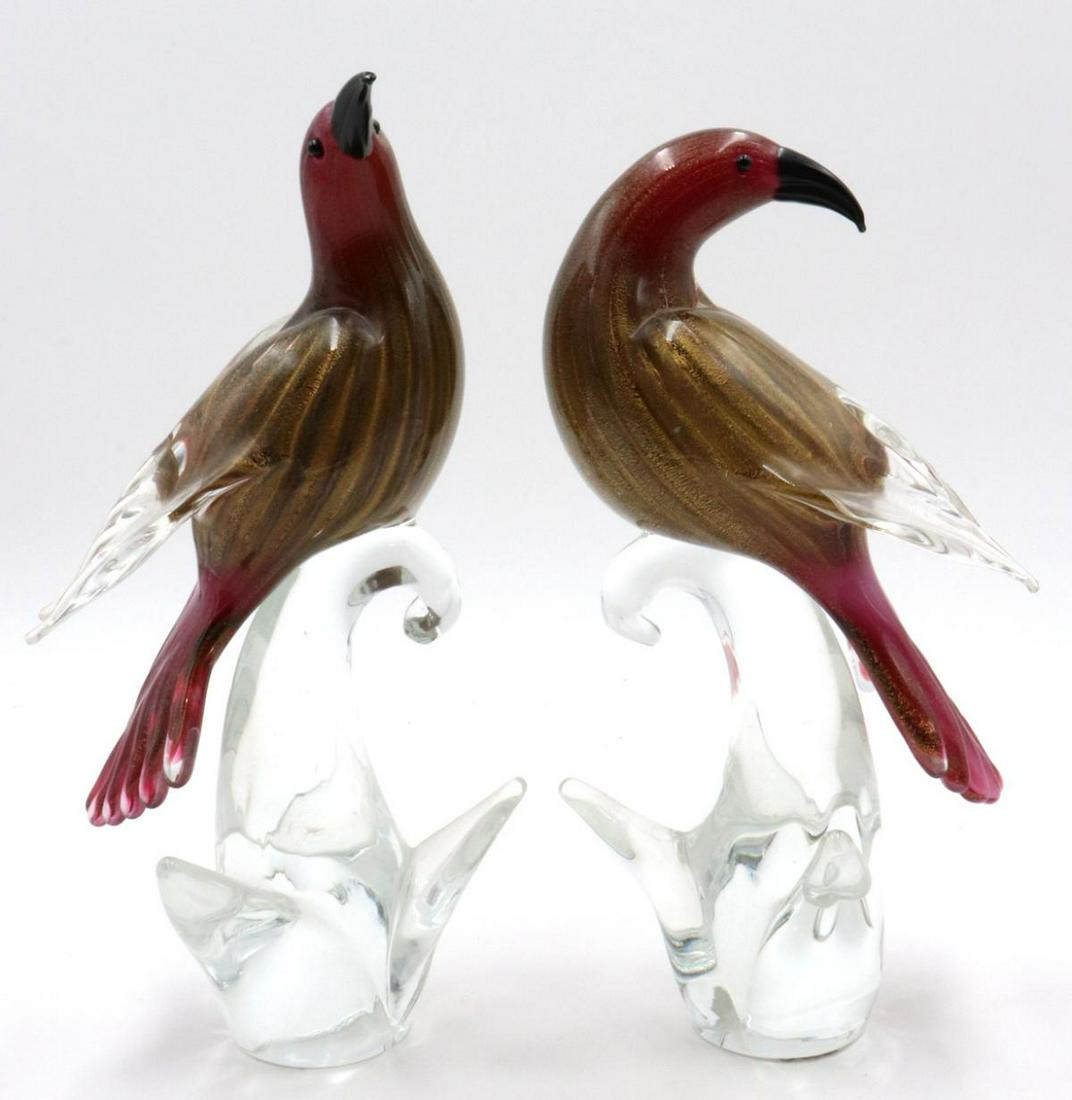 Pair of Italian Murano Glass Bird Sculptures (1 of 2)