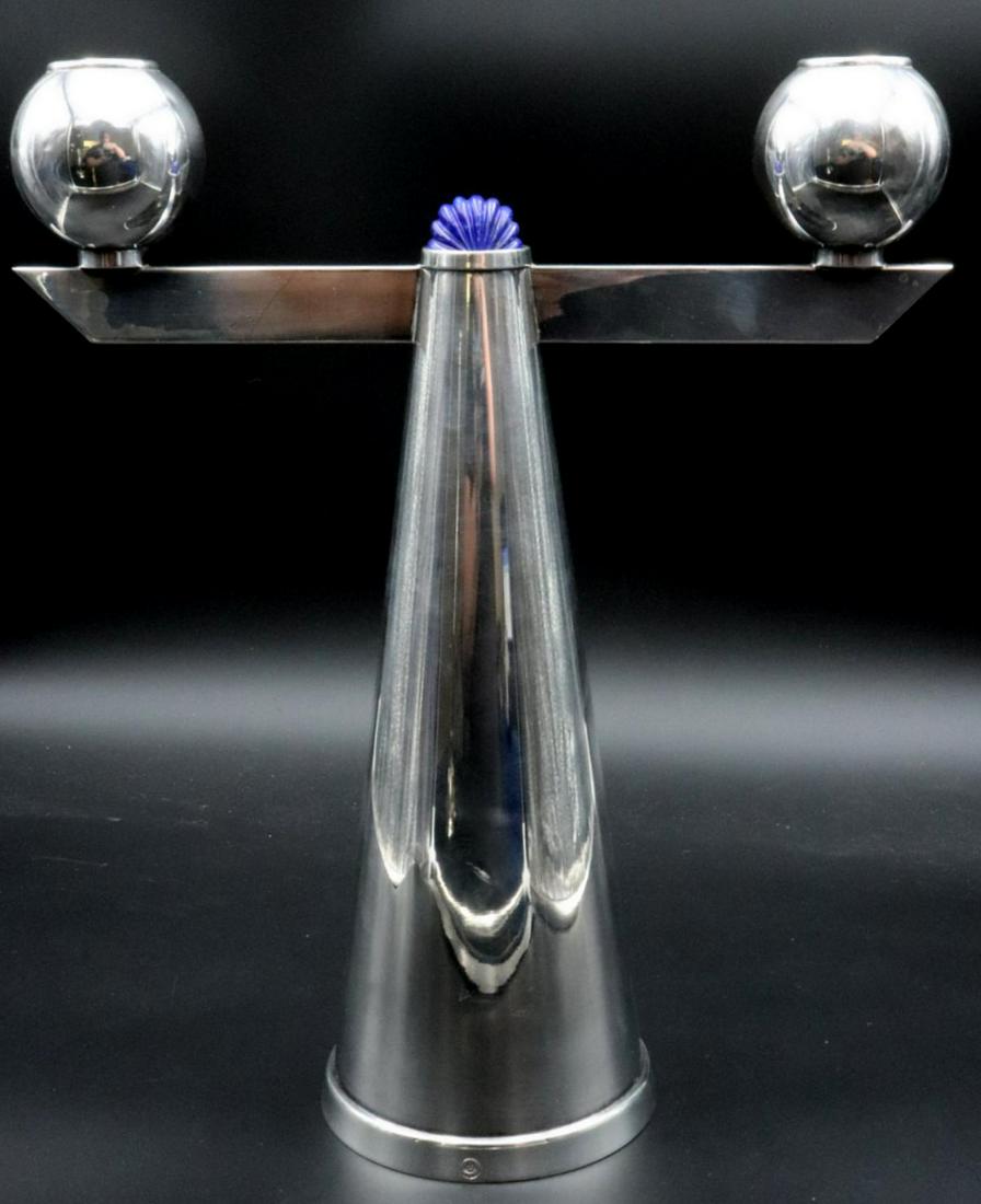 Unique Silver Plate & Carved Lapis Candelabra (1 of 3)