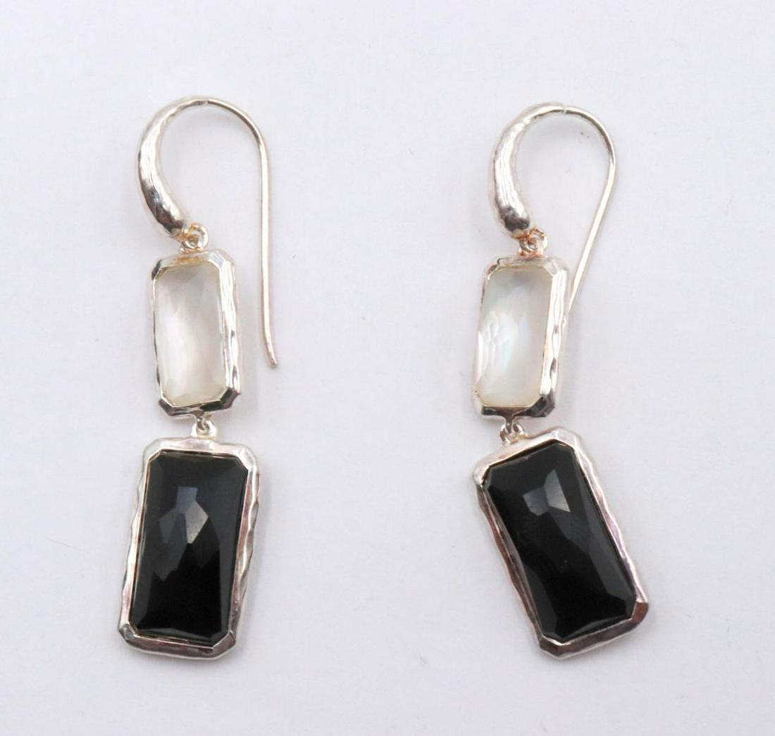 Ippolita Sterling Pearl & Black Onyx Earrings: Ippolita Sterling Silver Pearl & Black Onyx Earrings. Measures approx. - 1 3/4" long. Weight - 6.3 grams.
