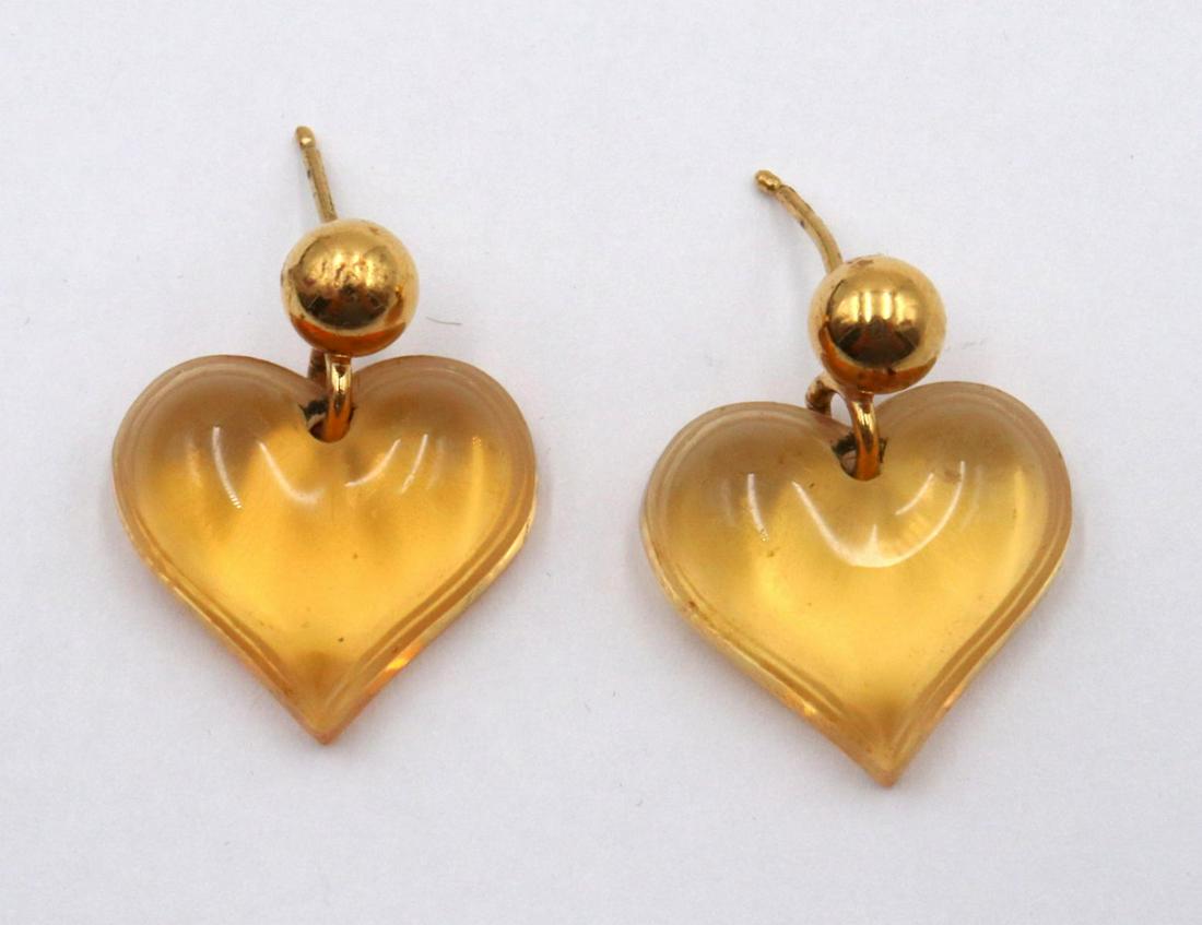 Lalique Crystal Heart Earrings (1 of 2)