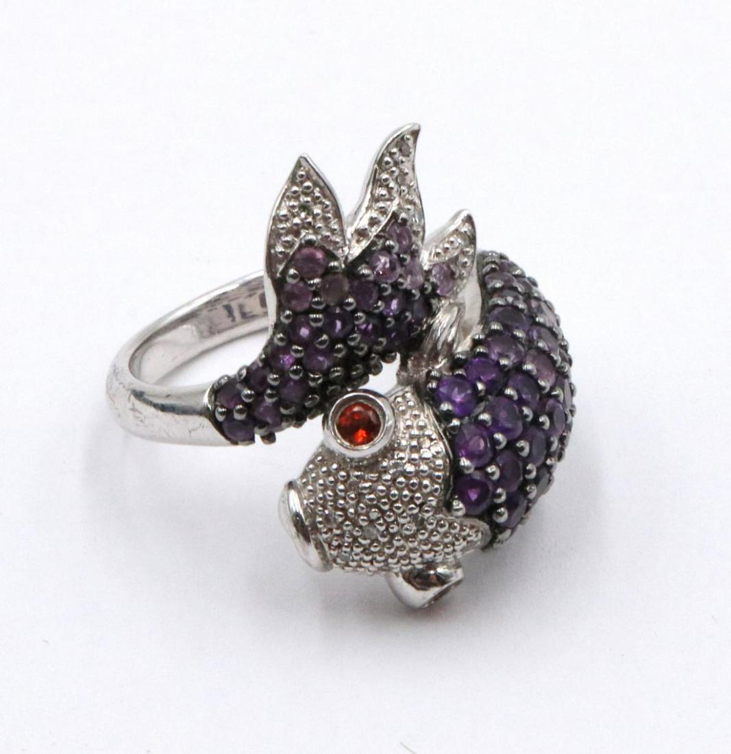 Sterling & Semi-Precious Stone Fish Ring (1 of 3)