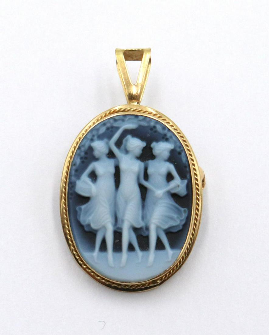 18Kt "Three Graces" Cameo Pendant (1 of 2)