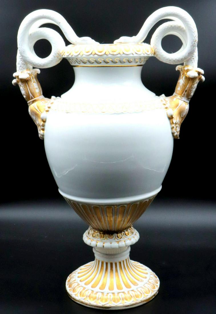 Large Meissen Snake Handle Porcelain Vase (1 of 5)