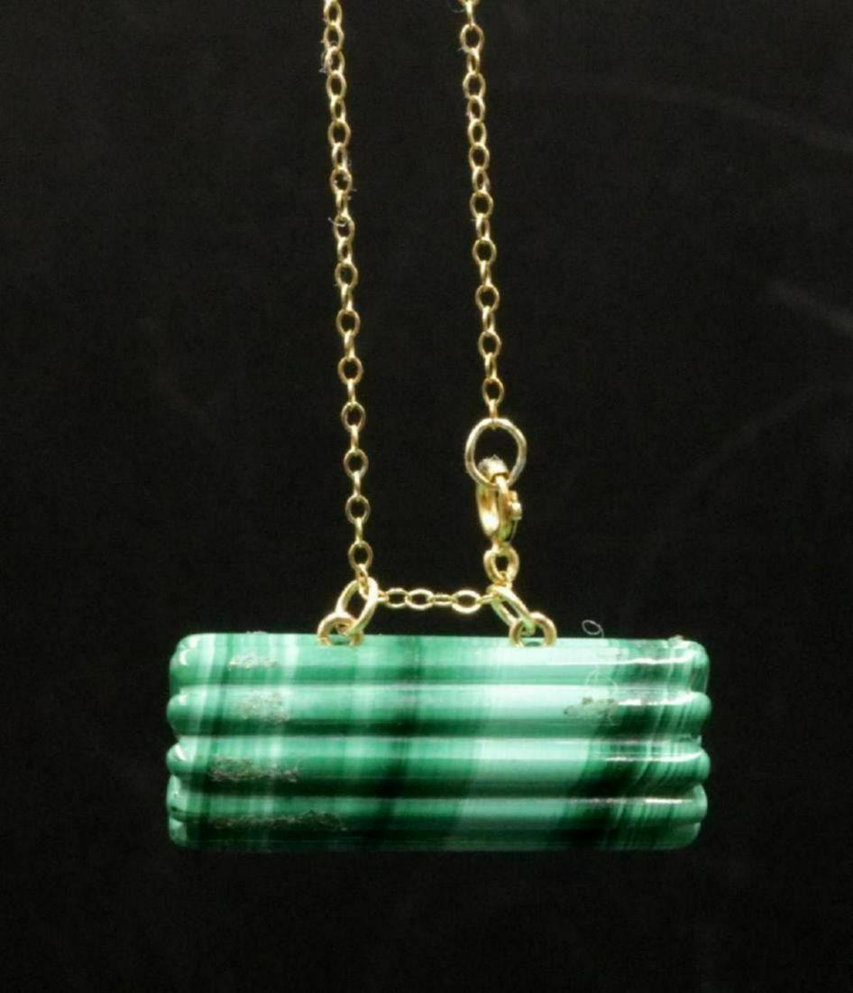 14Kt & Malachite Pendant w/ Necklace (1 of 3)