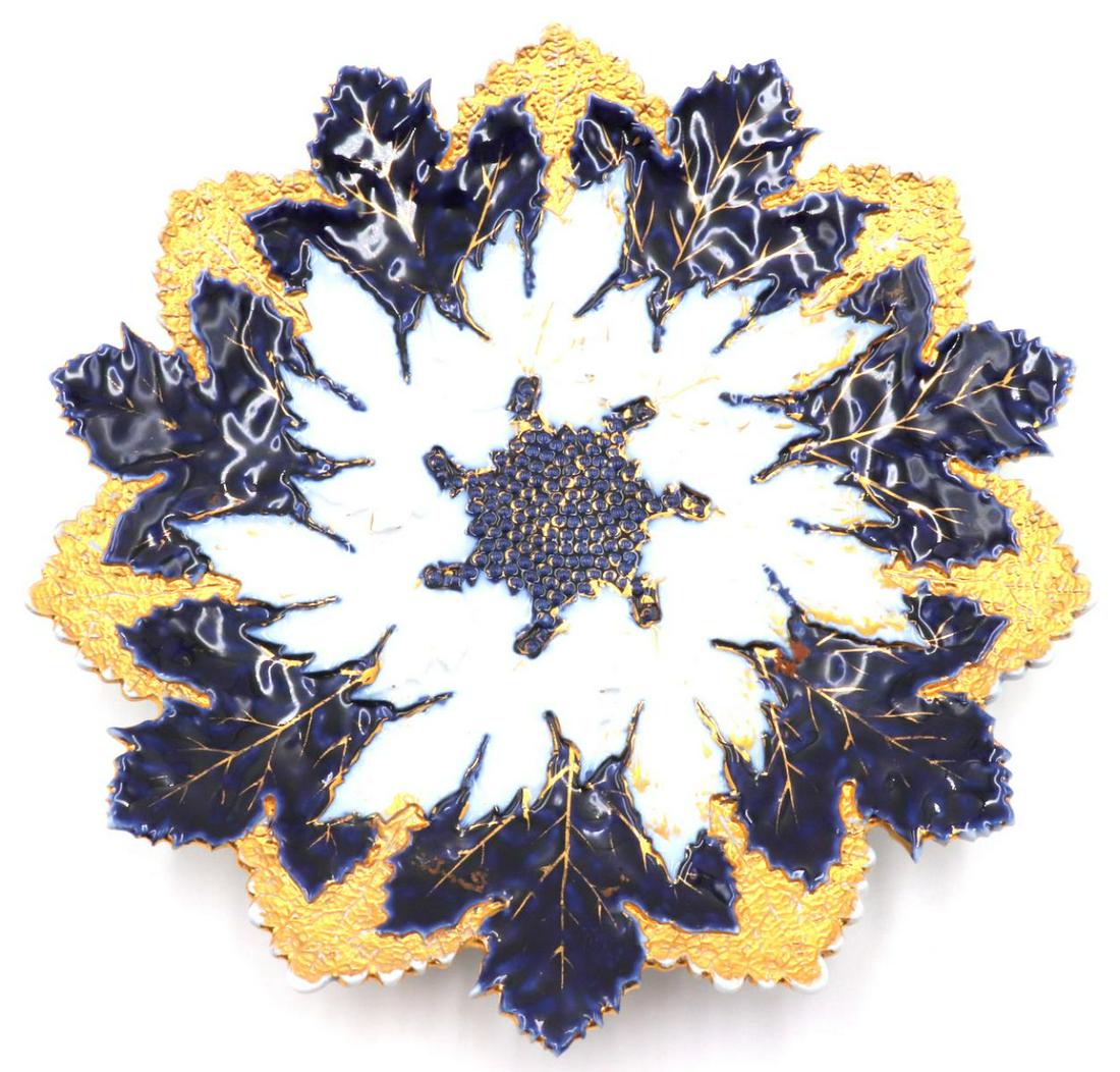 Antique Meissen Gilt & Cobalt Blue Porcelain Plate: Antique Meissen Gilt & Cobalt Blue Porcelain Plate. Measures approx. - 8 5/8" wide.