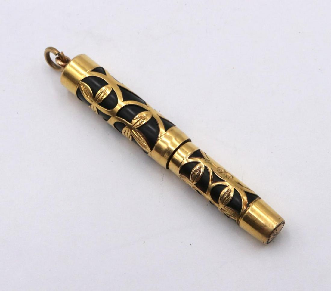 Saltz Bros. Peter Pan Mini Fountain Pen: Saltz Bros. Peter Pan Mini Fountain Pen. 18Kt gold filled filigree and 14Kt nib, 1920's.