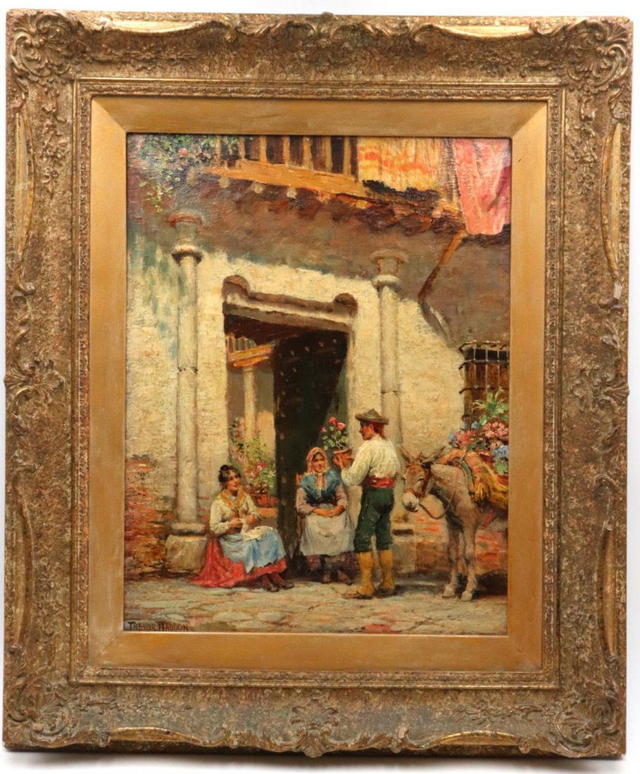 Arthur Haddon "Flower Seller" Oil on Canvas (1 of 7)