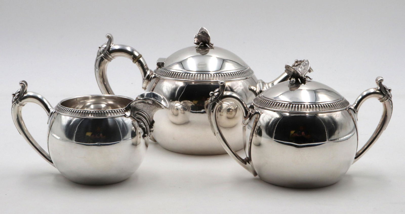 Mid 19th C. Gorham Butterfly Finial Sterling Tea Set (1 of 8)