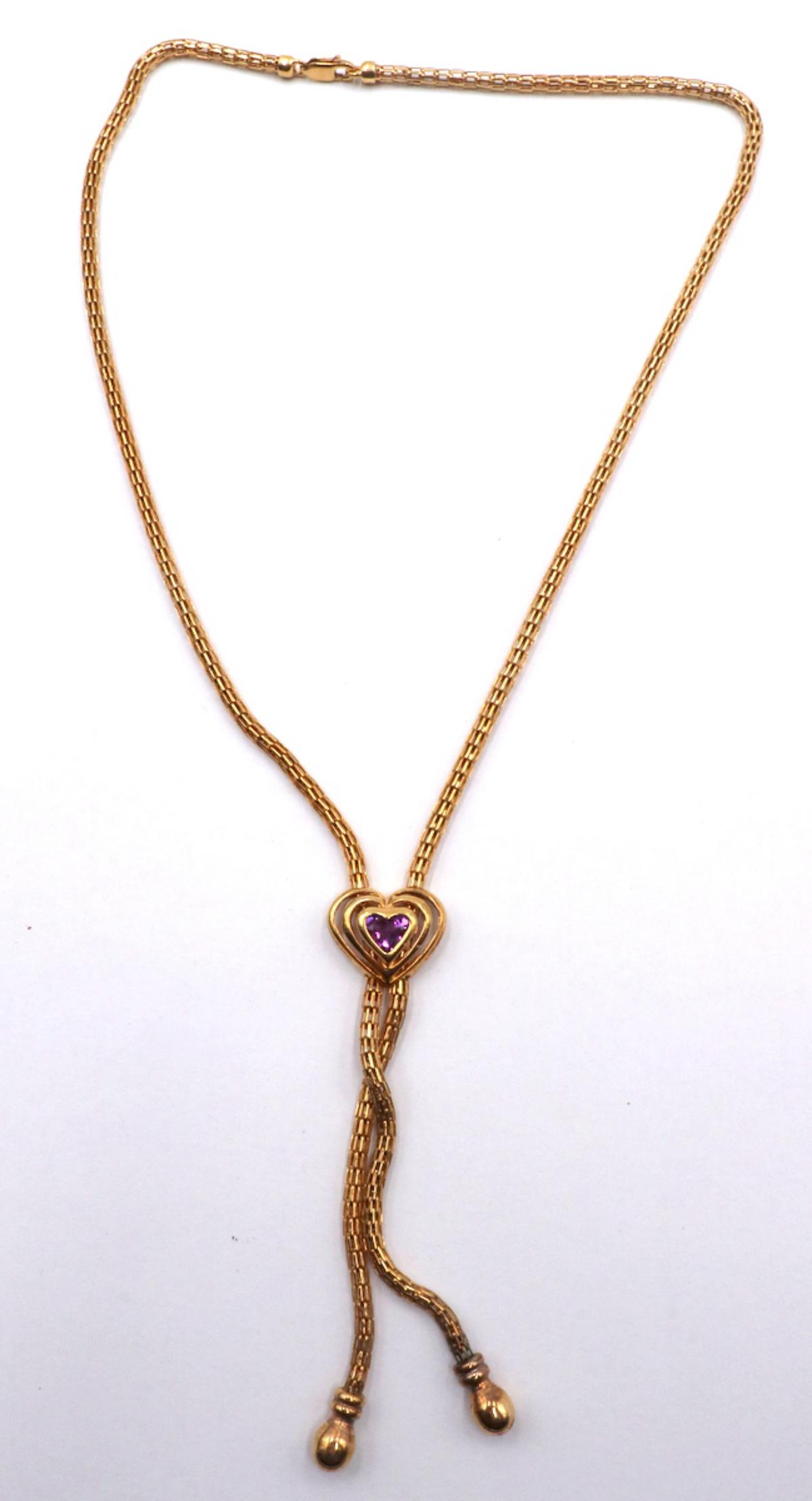14Kt Yellow Gold & Amethyst Heart Necklace (1 of 3)