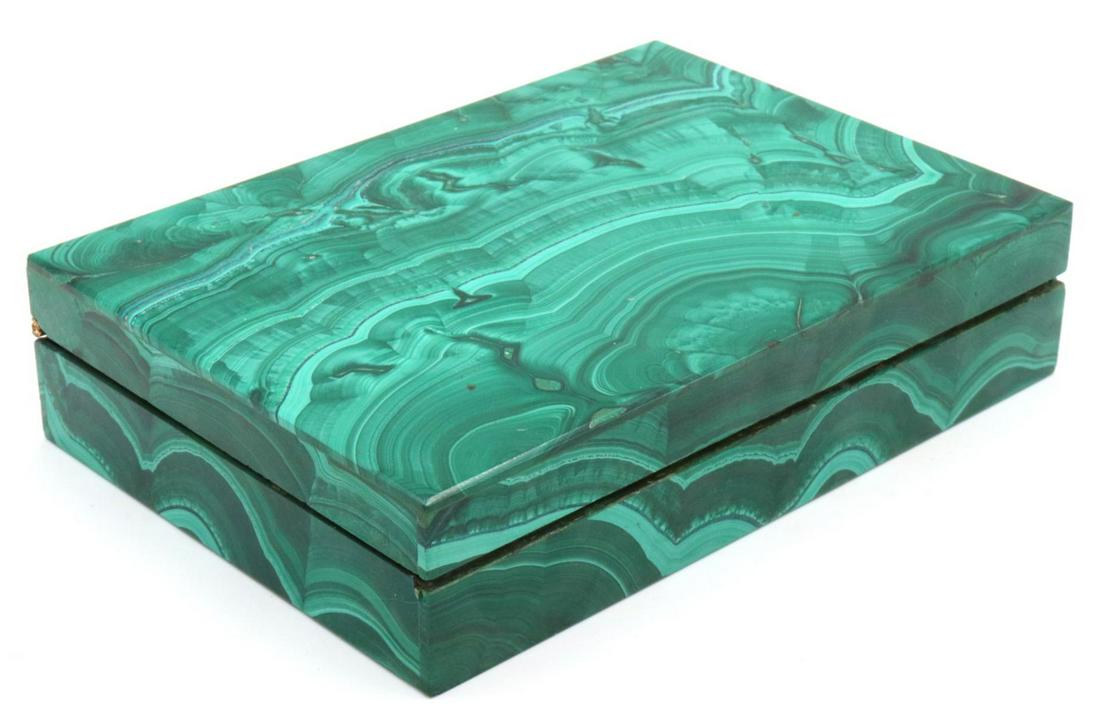 Italian Vermeil 800 Silver & Malachite Box (1 of 4)