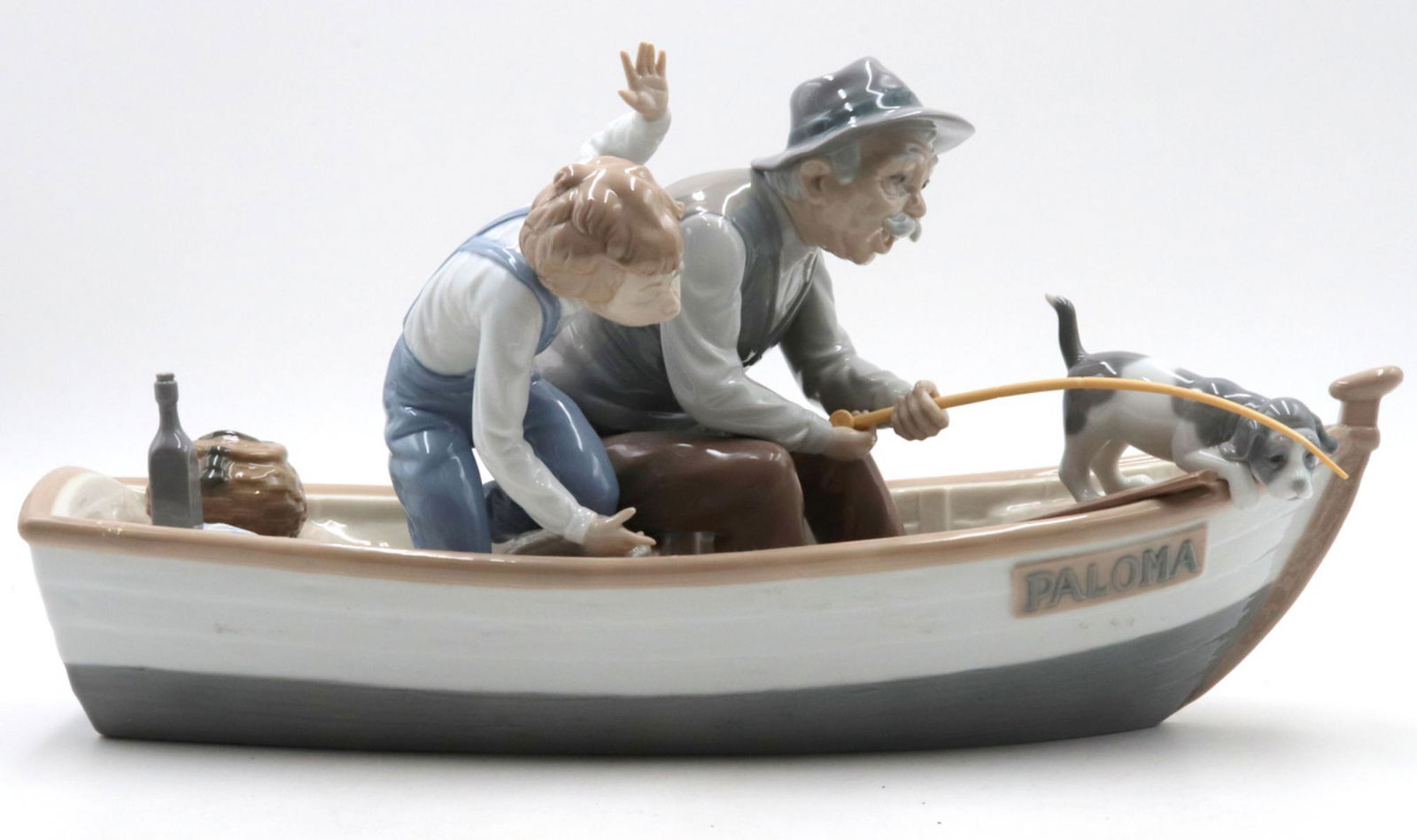 Lladro "Fishing with Gramps" #5215 Porcelain Group (1 of 4)