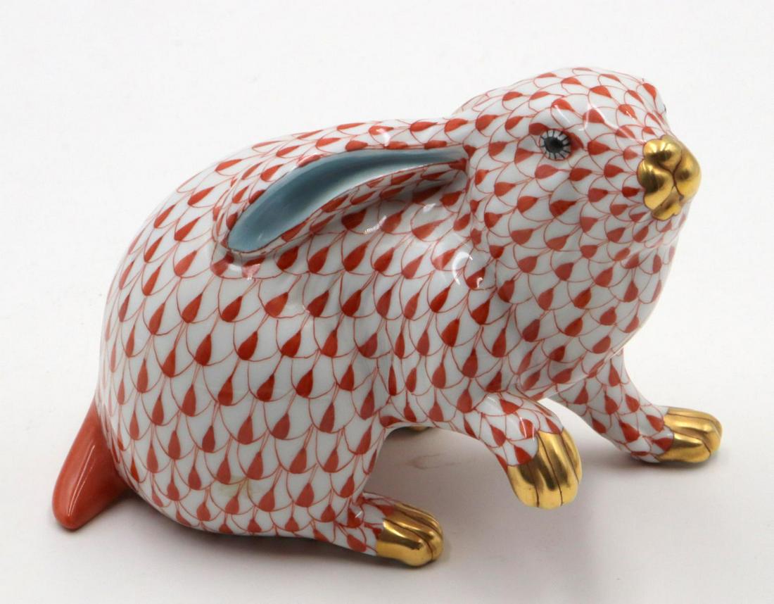 Herend Hand Painted Fishnet Porcelain Rabbit (1 of 2)