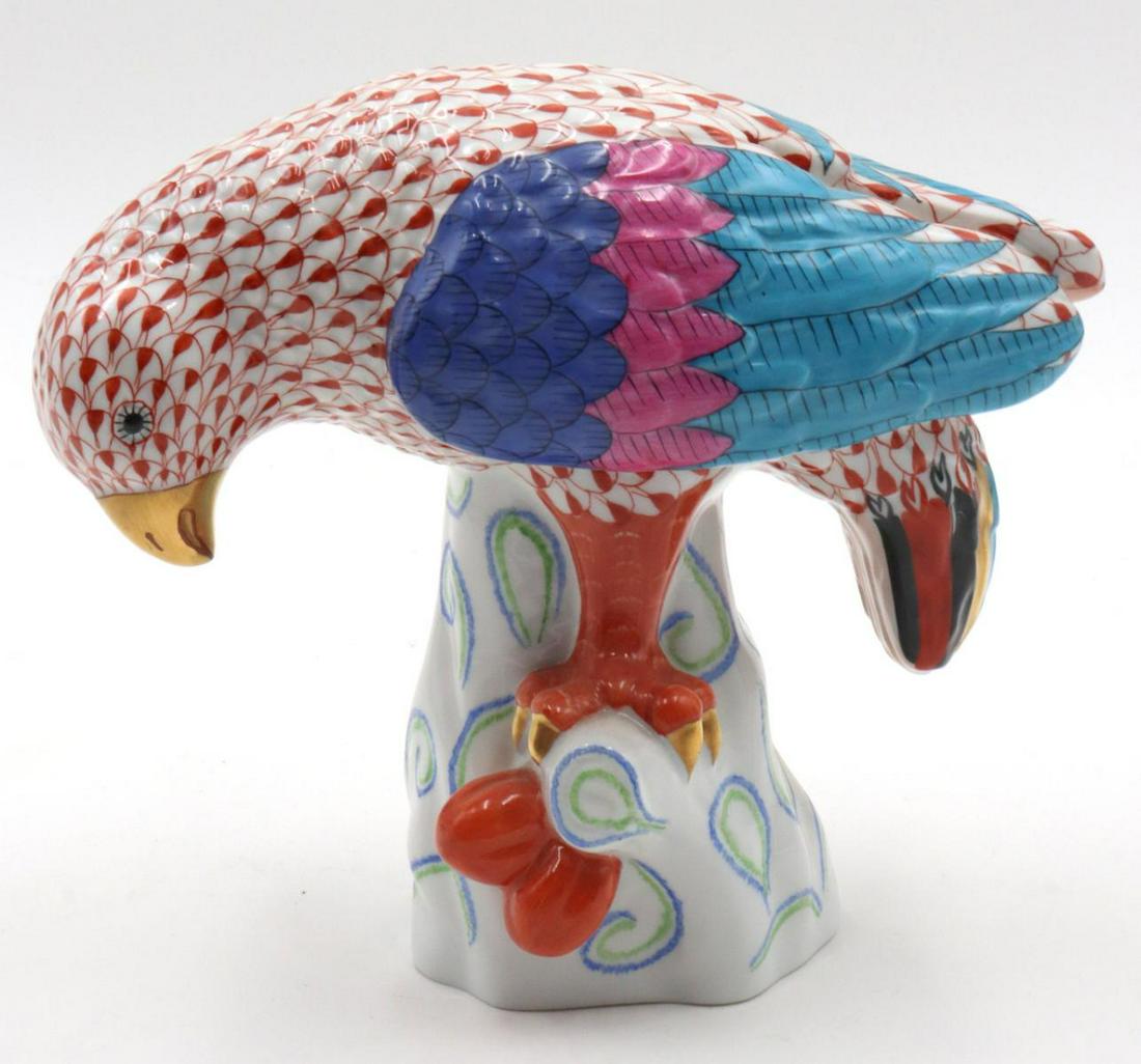 Herend Hand Painted Fishnet Porcelain Parrot: Herend Hand Painted Fishnet Porcelain Parrot. Measures approx. - 5 3/4" high x 6 1/4" wide.