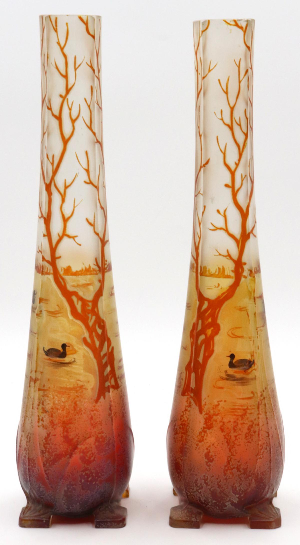 Antique French Hand Painted Cameo Glass Vases (1 of 4)