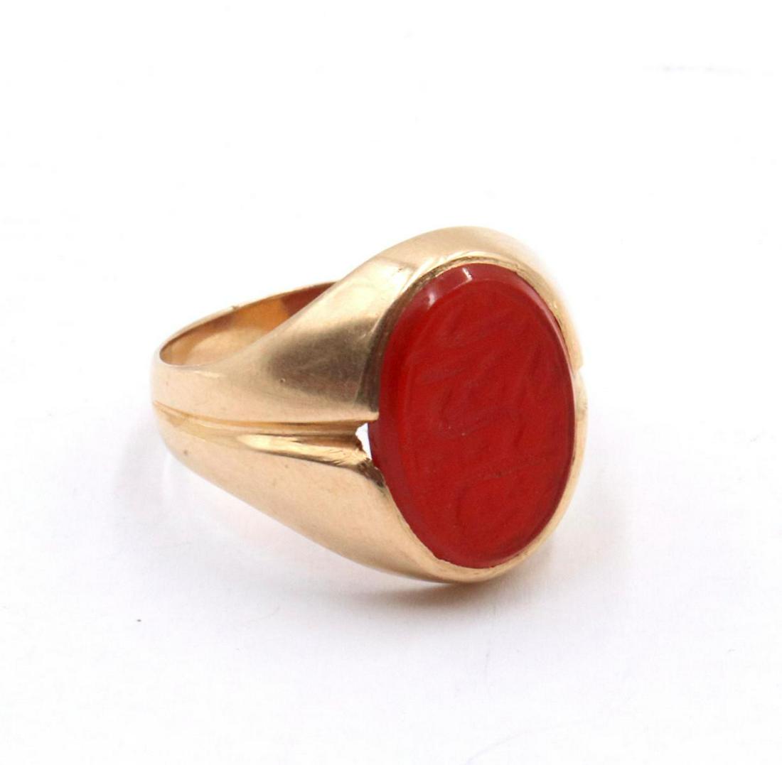 18Kt & Carved Carnelian Ring (1 of 2)