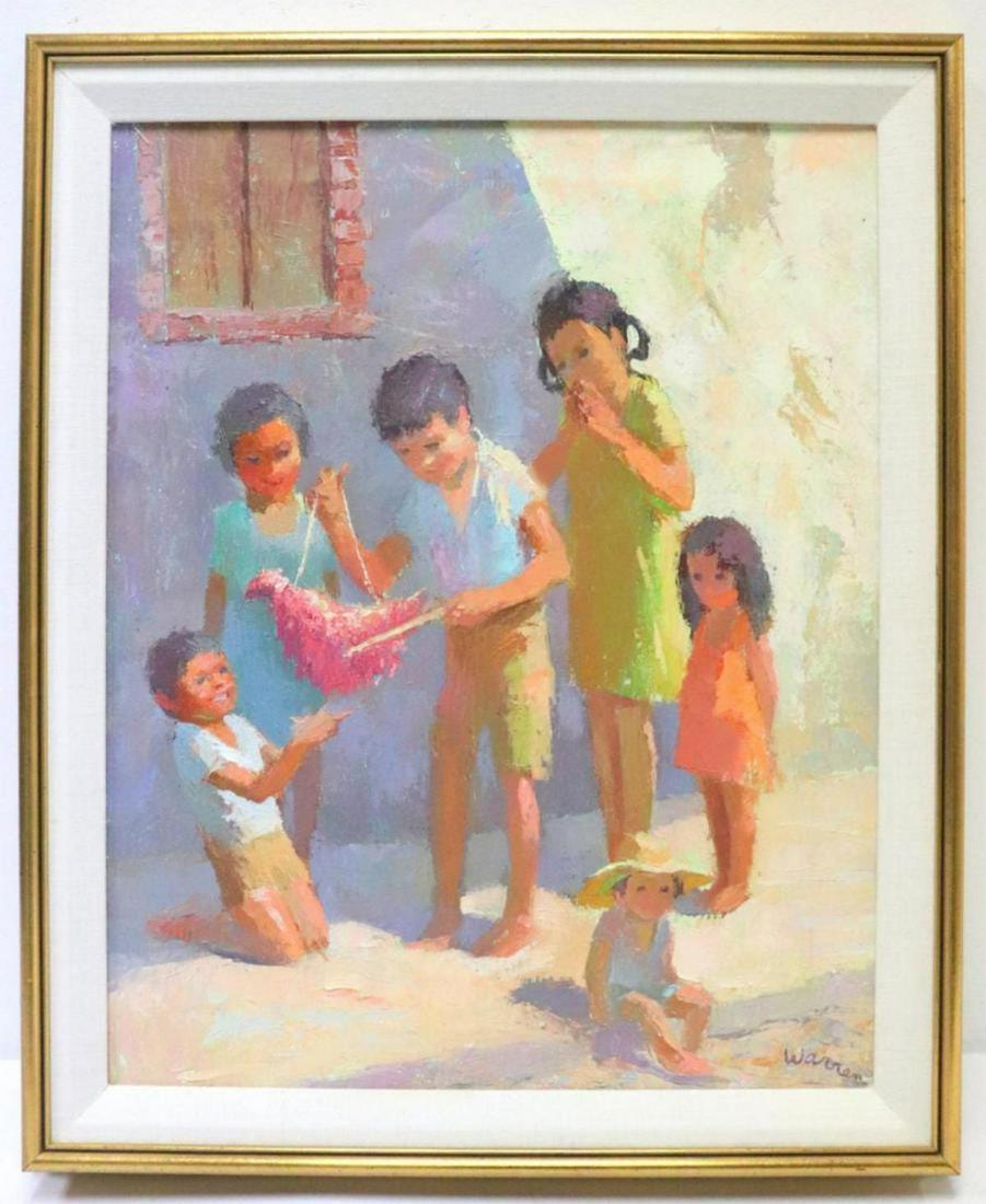 Betty Warren "El Piñata" Oil Painting on Canvas (1 of 3)