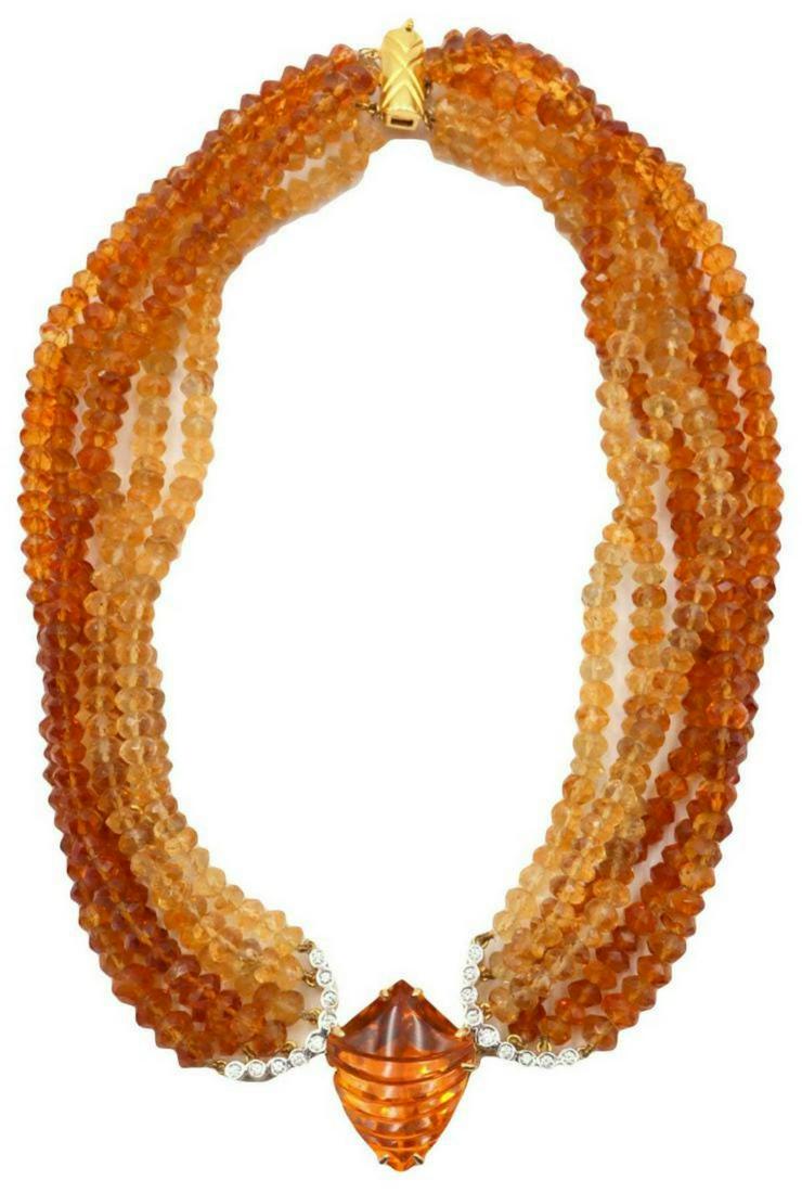 18Kt 6-Strand Citrine & Diamond Necklace (1 of 5)