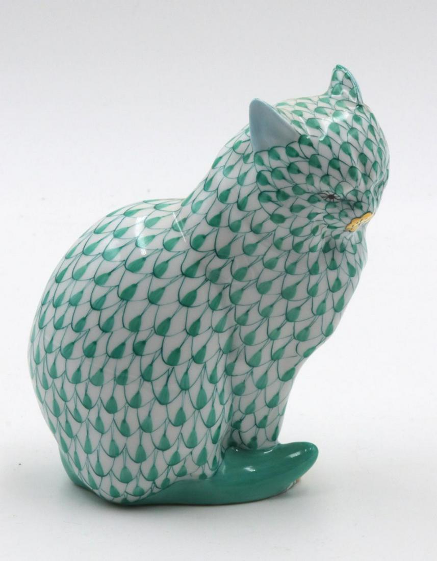 Herend Hand Painted Fishnet Porcelain Cat (1 of 2)