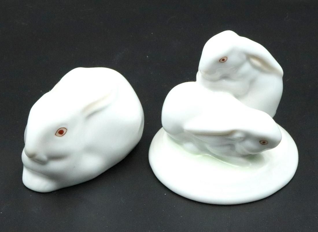 Lot of Two Herend White Rabbit Figures (1 of 2)