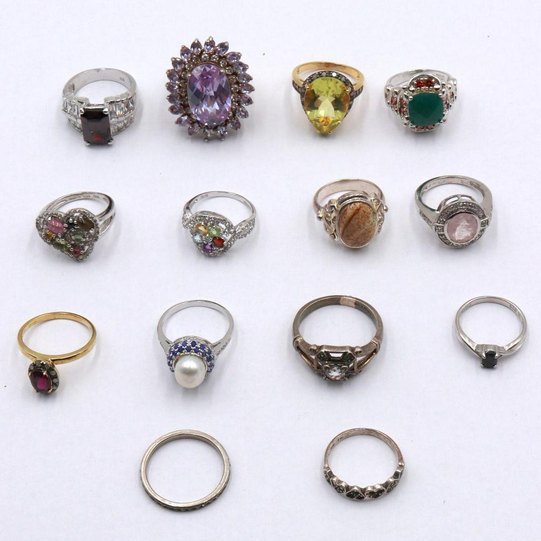 Lot of 14 Sterling Silver Rings (1 of 3)