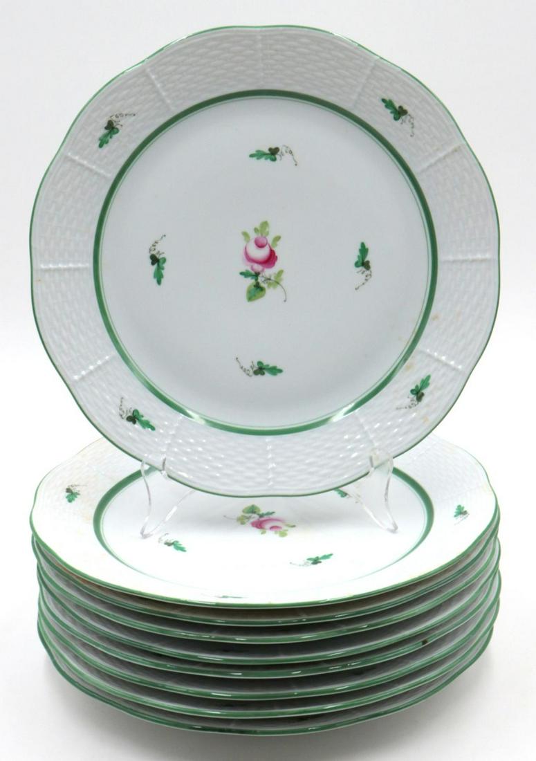 9 Pc. Herend "Vienna Rose" Porcelain Dinner Plates (1 of 3)
