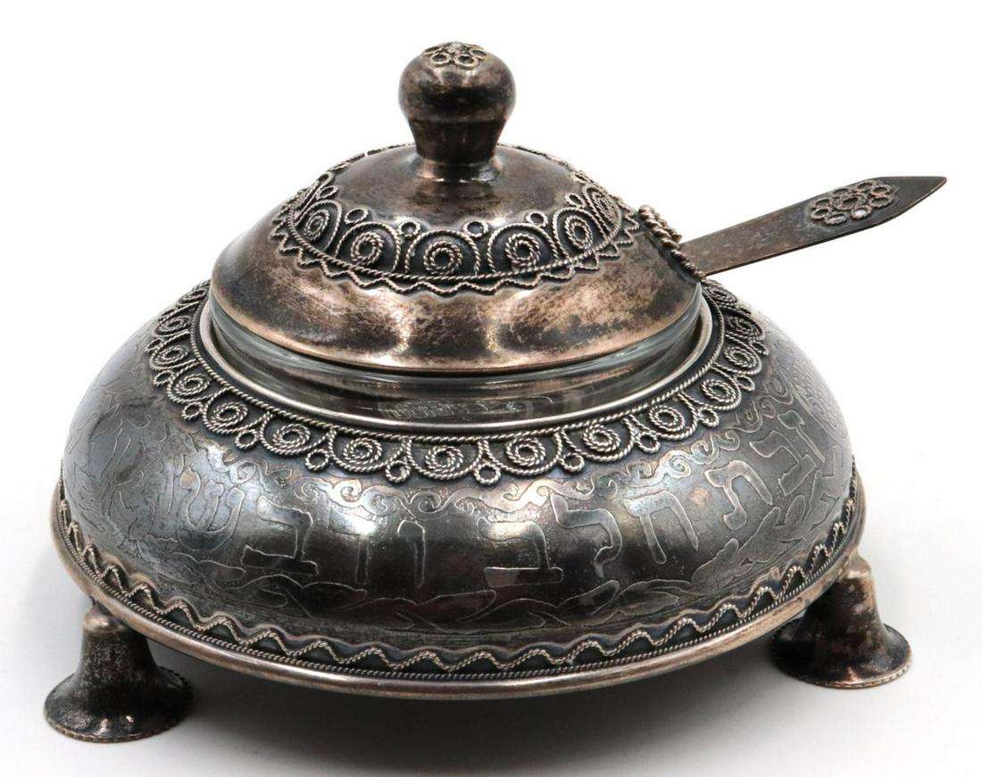 Judaica Israel Sterling Honey Dish (1 of 4)
