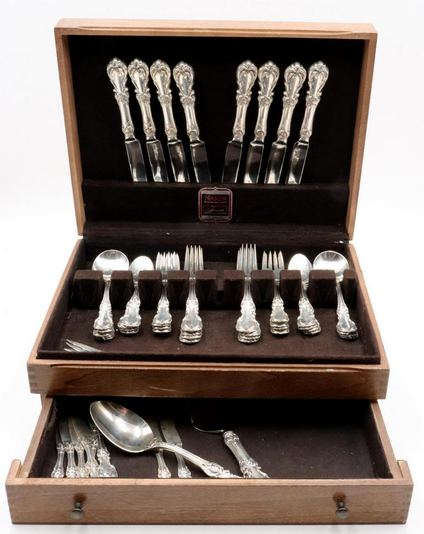 52 Pc. Reed & Barton "Burgundy" Sterling Flatware Set (1 of 6)