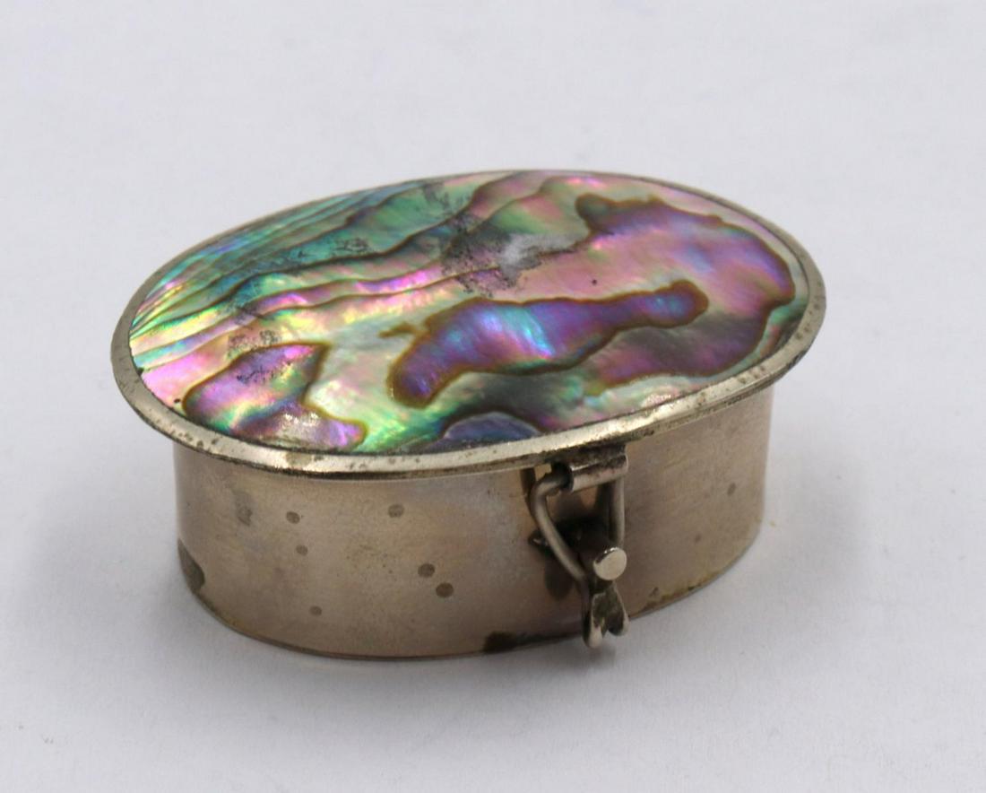 Mexico Alpaca Silver & Abalone Pill Box (1 of 2)