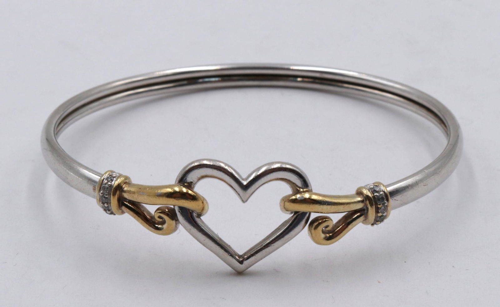 Two-Tone Sterling Silver Heart Bangle (1 of 2)