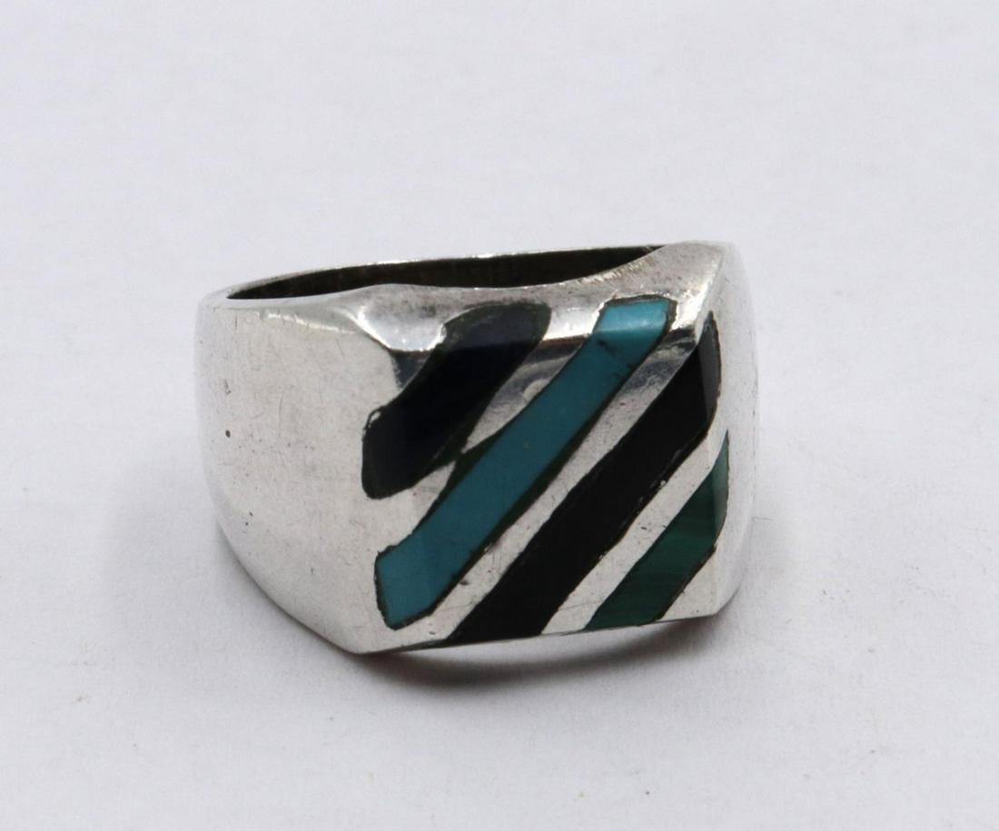 Sterling, Turquoise, Malachite & Onyx Ring (1 of 2)