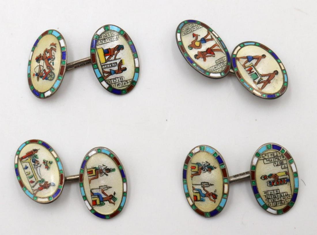 Vintage Sterling & Enamel Cufflinks (1 of 2)