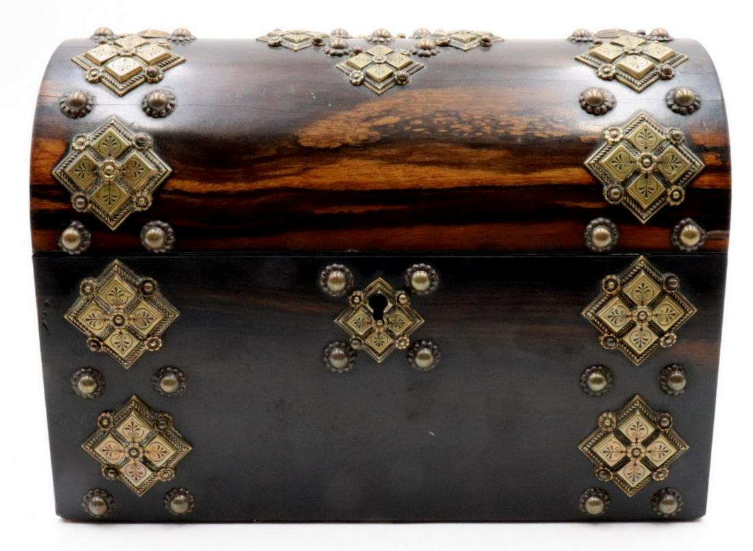 Antique Brass Mounted Wooden Chest (1 of 3)