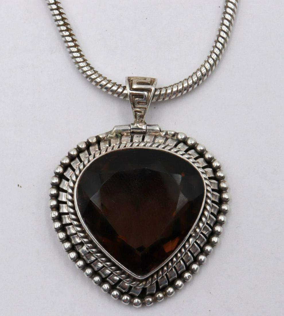 Sterling & Brown Topaz Pendant w/ Necklace (1 of 3)
