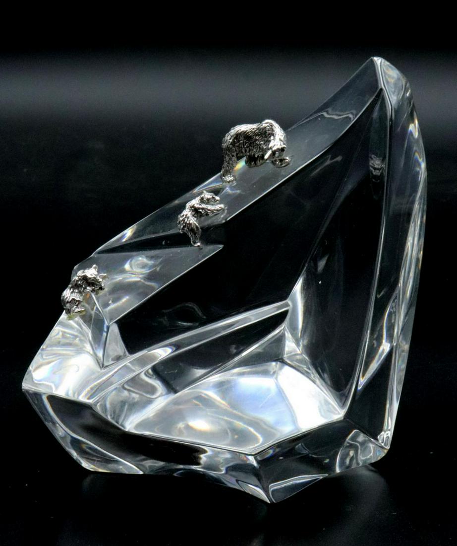 Franklin Mint Sterling Polar Bears on Crystal Base (1 of 2)