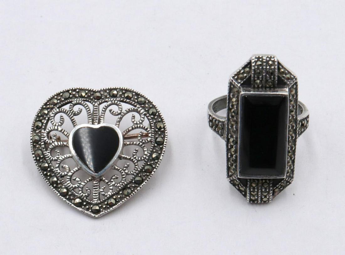 Sterling Marcasite & Onyx Suite (1 of 2)