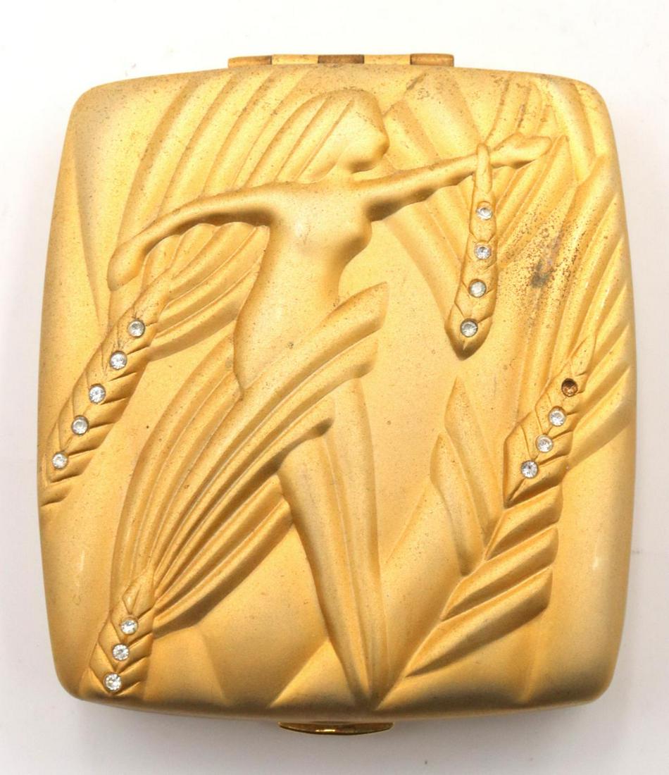 Estee Lauder Gold Tone Compact: Estee Lauder Gold Tone Compact. Measures approx. - 2 1/2" wide x 3" long.