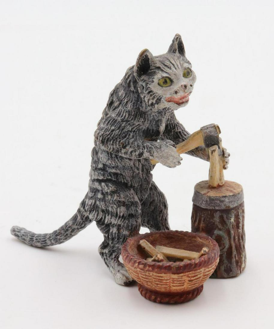 Vienna Cold Painted Bronze Cat Sculpture (1 of 2)