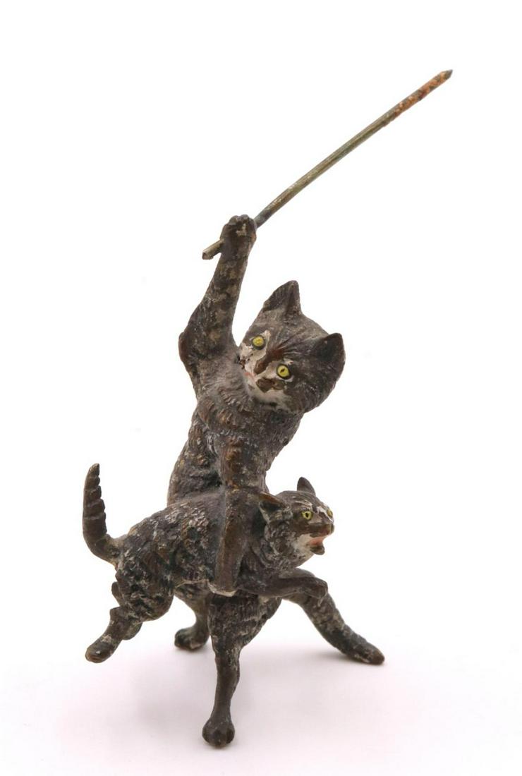 Vienna Cold Painted Bronze Cat Sculpture (1 of 2)