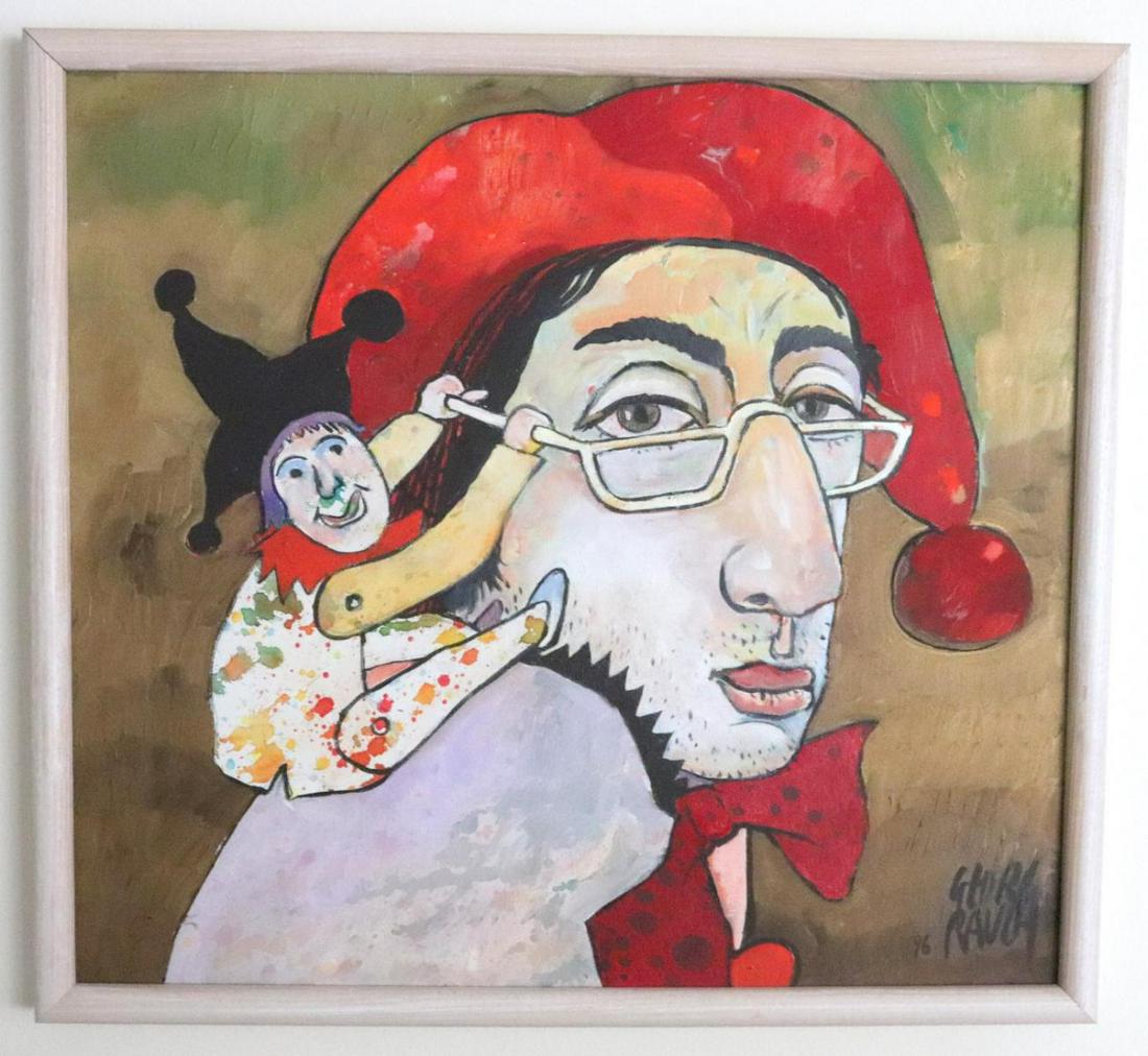 Georg Rauch "Clown Face" Acrylic Painting on Canvas (1 of 3)