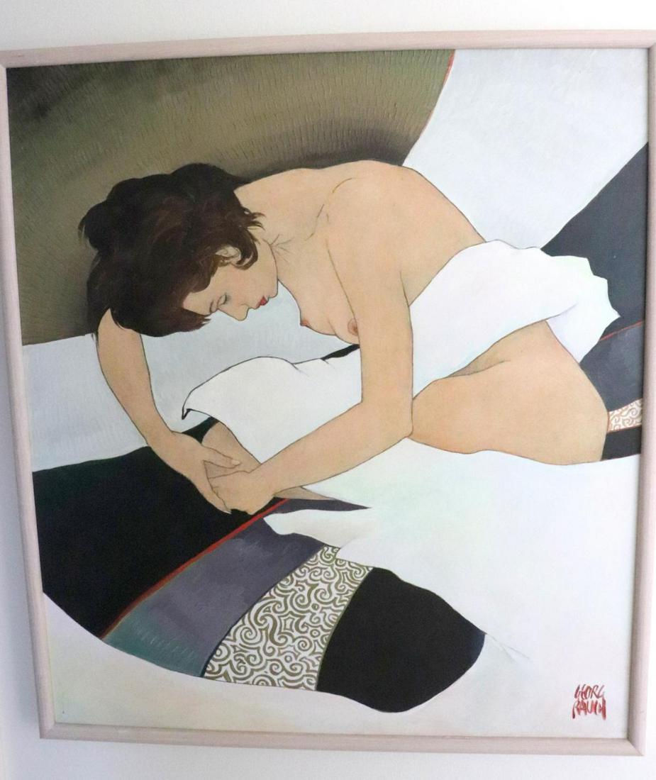 Georg Rauch "Woman on Bed" Acrylic Painting on Canvas (1 of 5)