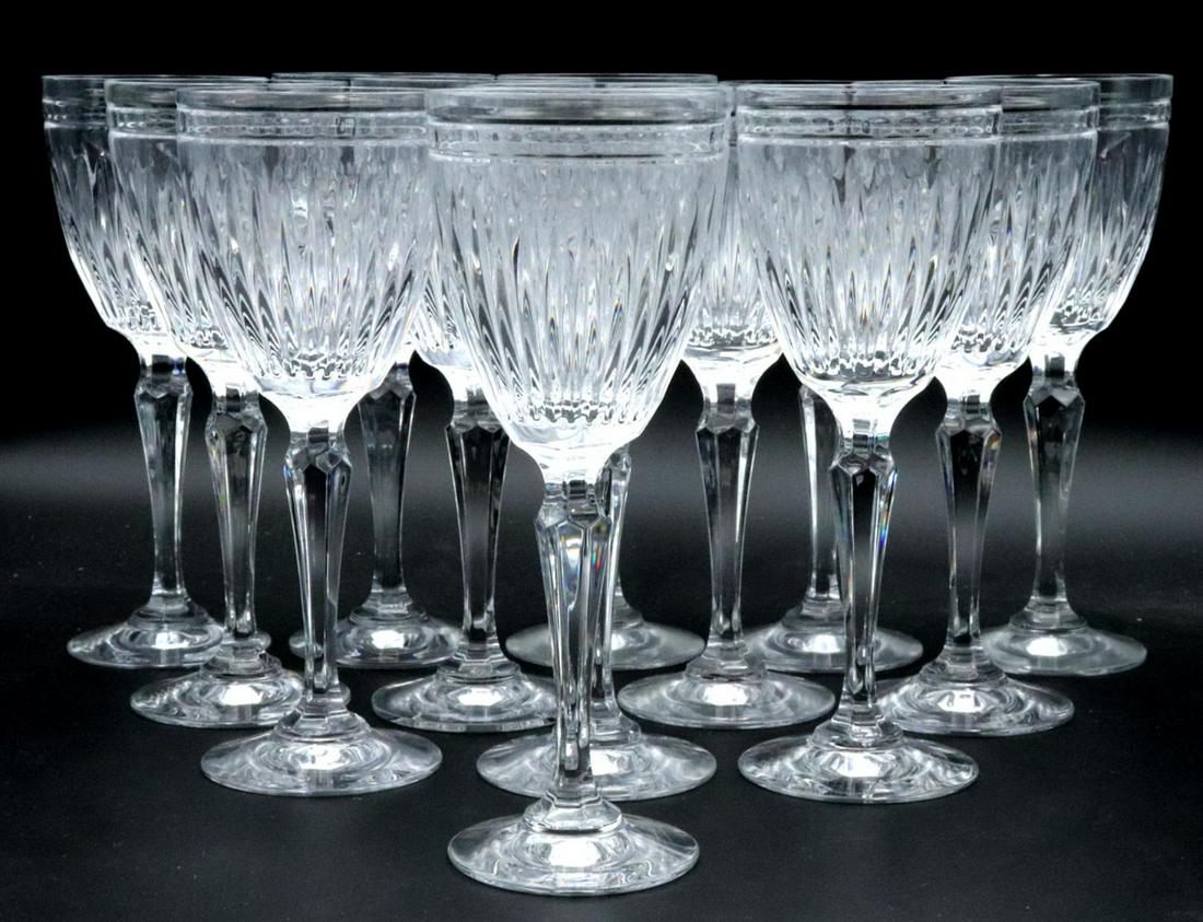 13 Pc. Waterford "Hanover" Crystal Wine Glasses: 13 Pc. Marquis by Waterford "Hanover" Crystal Wine Glasses. Measures approx. - 7 3/4" high x 3" diameter. All marked "M".