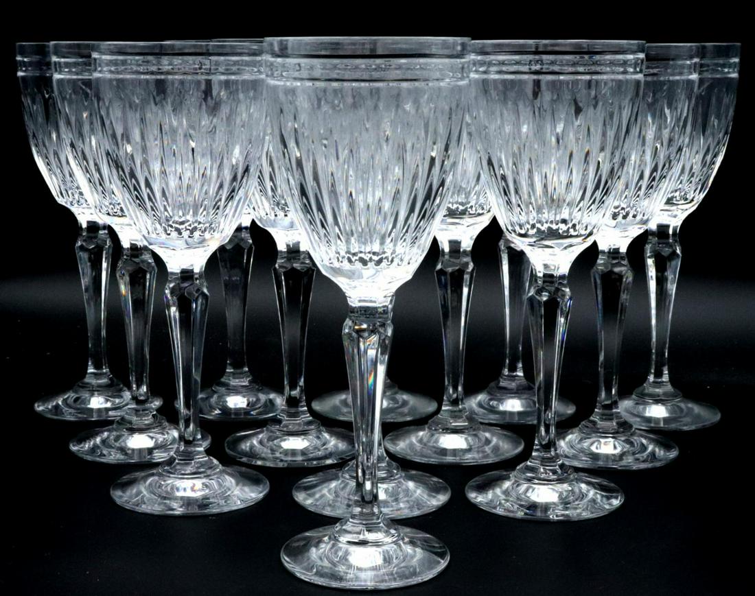 13 Pc. Waterford "Hanover" Crystal Wine Glasses: 13 Pc. Marquis by Waterford "Hanover" Crystal Wine Glasses. Measures approx. - 7 3/4" high x 3" diameter. All marked "M".
